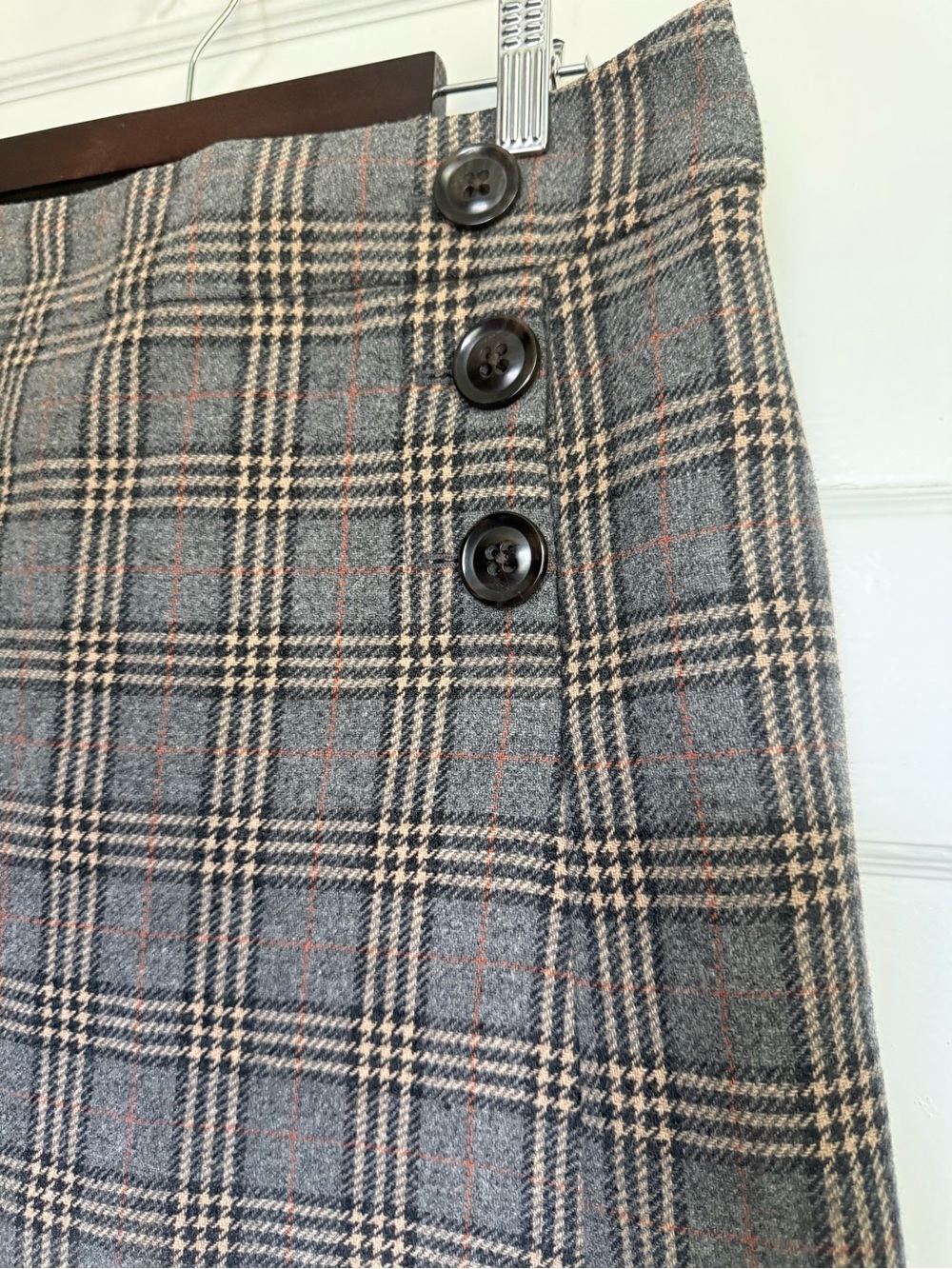 Vintage Y2K GAP Plaid Wool Mini Skirt in Yellow and Gray Dark Academia Sz 2 - Picture 3 of 11